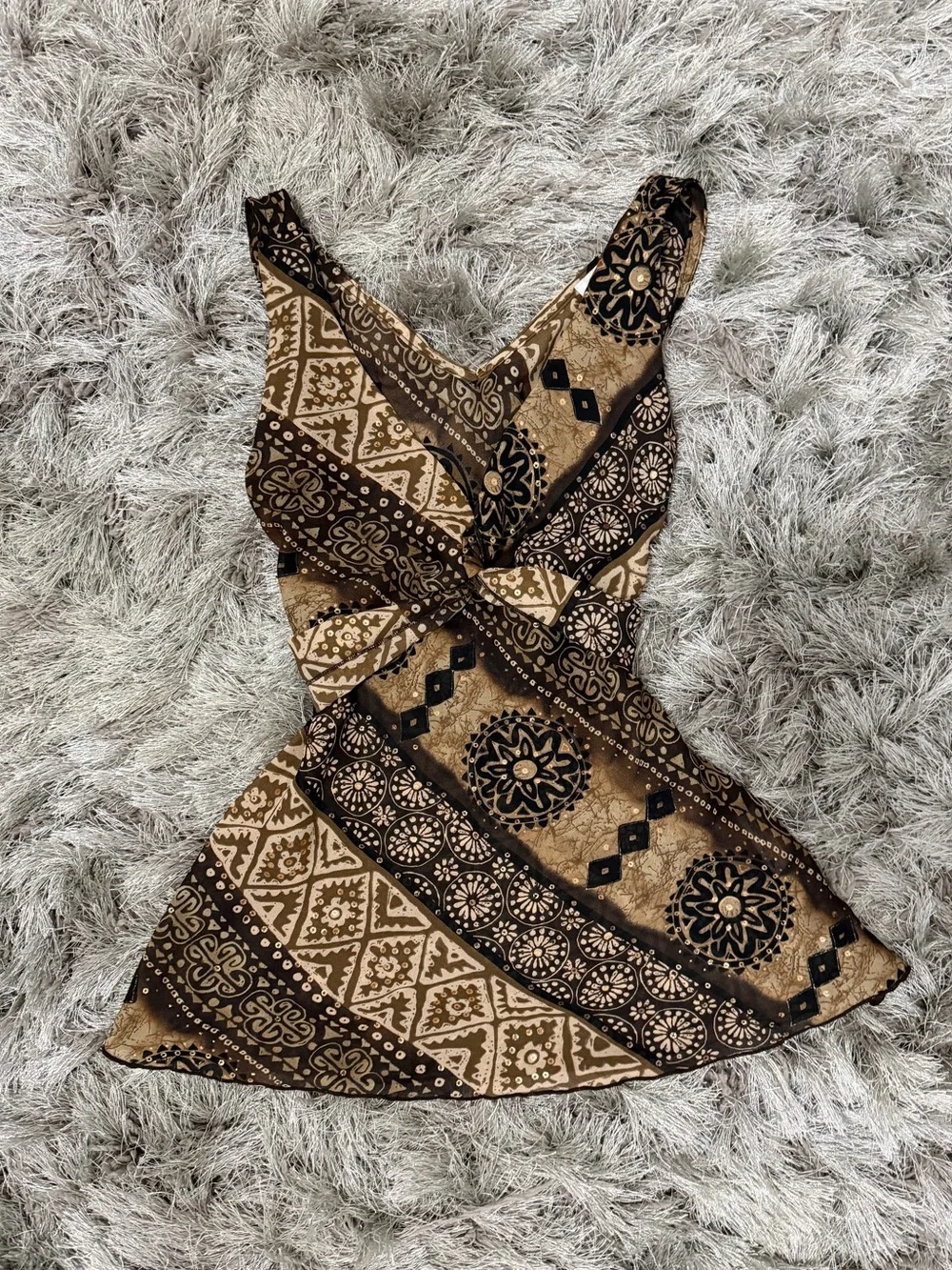 Vintage Y2K Byer California Brown & Black Patterned Top - Picture 1 of 7
